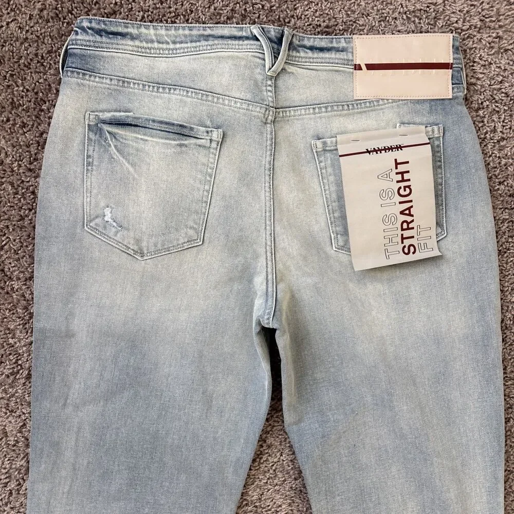 VAYDER Straight Jeans Mens 34 V0036535 0011 Five-Pocket Zip Fly Button Closure